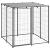 Dog Kennel Silver And Grey Steel, Polyethylene (Pe)