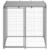 Dog Kennel Silver And Grey Steel, Polyethylene (Pe)