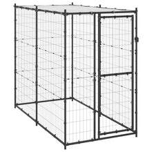 Dog Kennel Black And Silver Powder-Coated Steel, Pe
