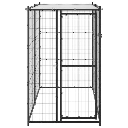 Dog Kennel Black And Silver Powder-Coated Steel, Pe