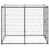 Dog Kennel Black And Silver Powder-Coated Steel, Pe