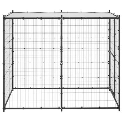 Dog Kennel Black And Silver Powder-Coated Steel, Pe