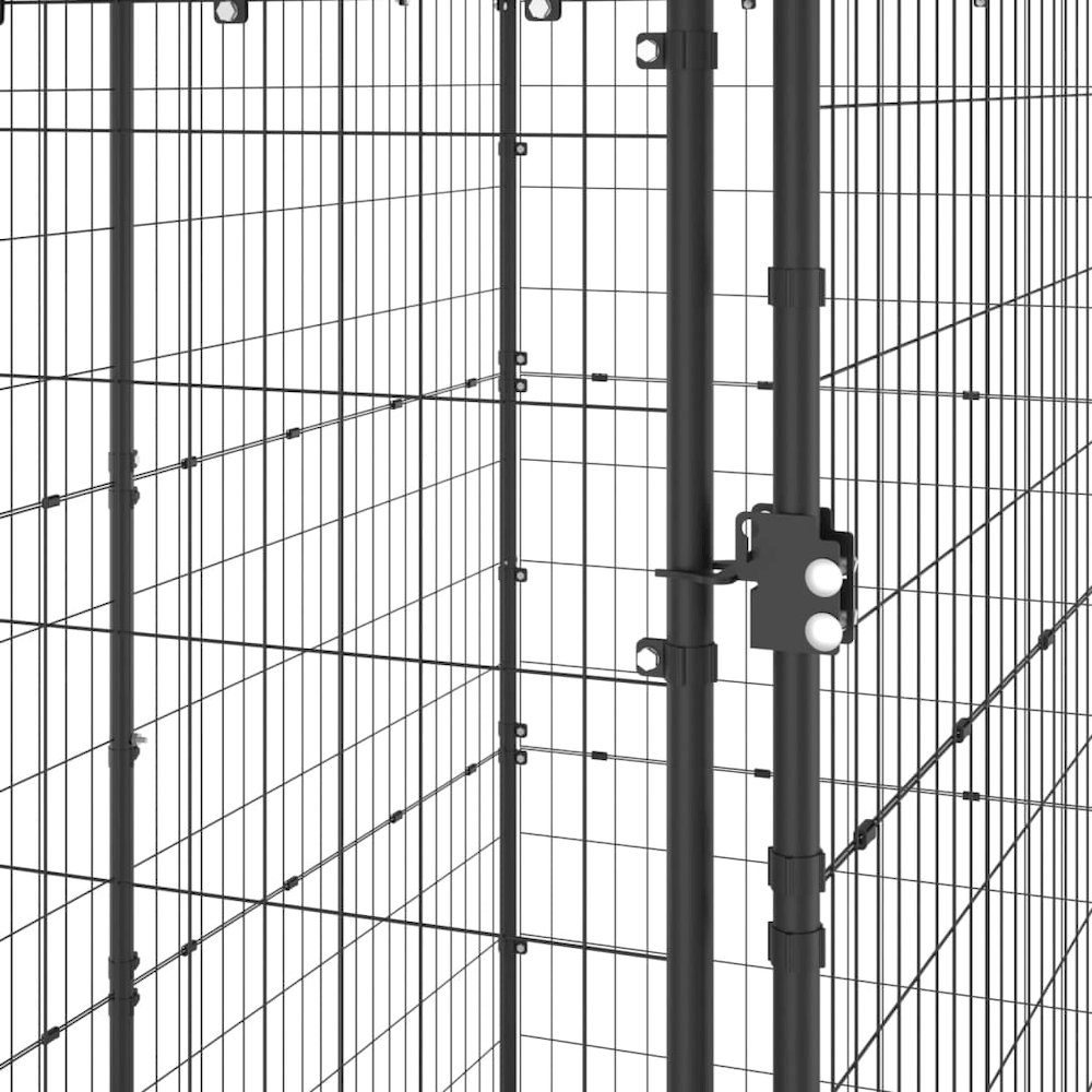 Dog Kennel Black And Silver Powder-Coated Steel, Pe