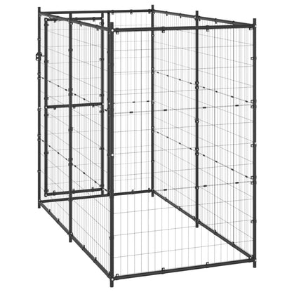 Dog Kennel Black Powder-Coated Steel Large Durable