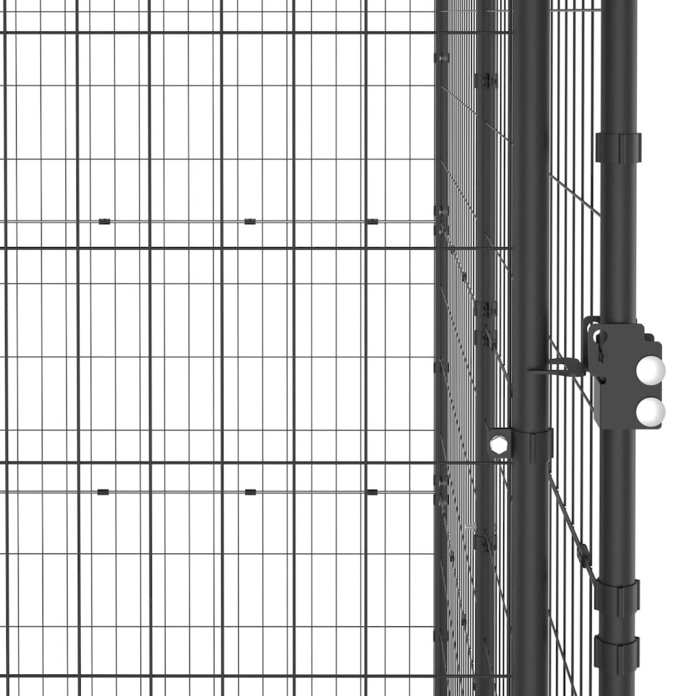 Dog Kennel Black Powder-Coated Steel Large Durable