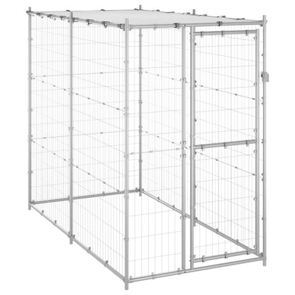 Dog Kennel Silver Galvanized Steel, Pe Large Locks