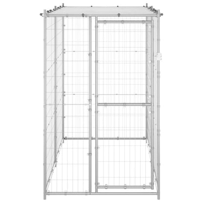 Dog Kennel Silver Galvanized Steel, Pe Large Locks