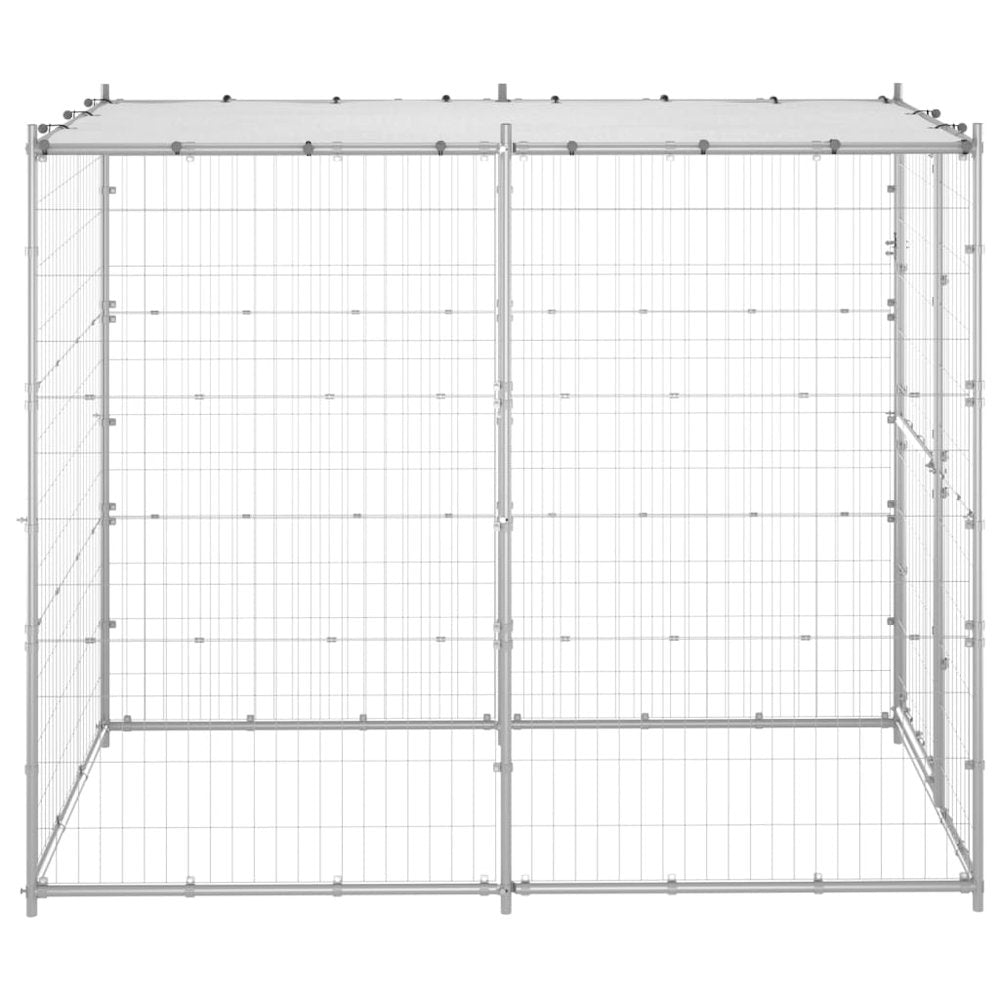 Dog Kennel Silver Galvanized Steel, Pe Large Locks