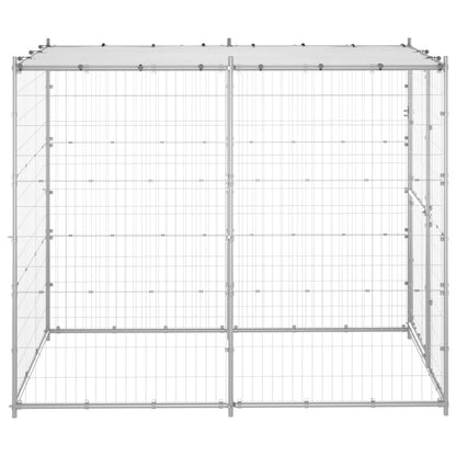 Dog Kennel Silver Galvanized Steel, Pe Large Locks