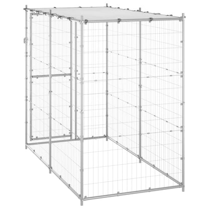 Dog Kennel Silver Galvanized Steel, Pe Large Locks