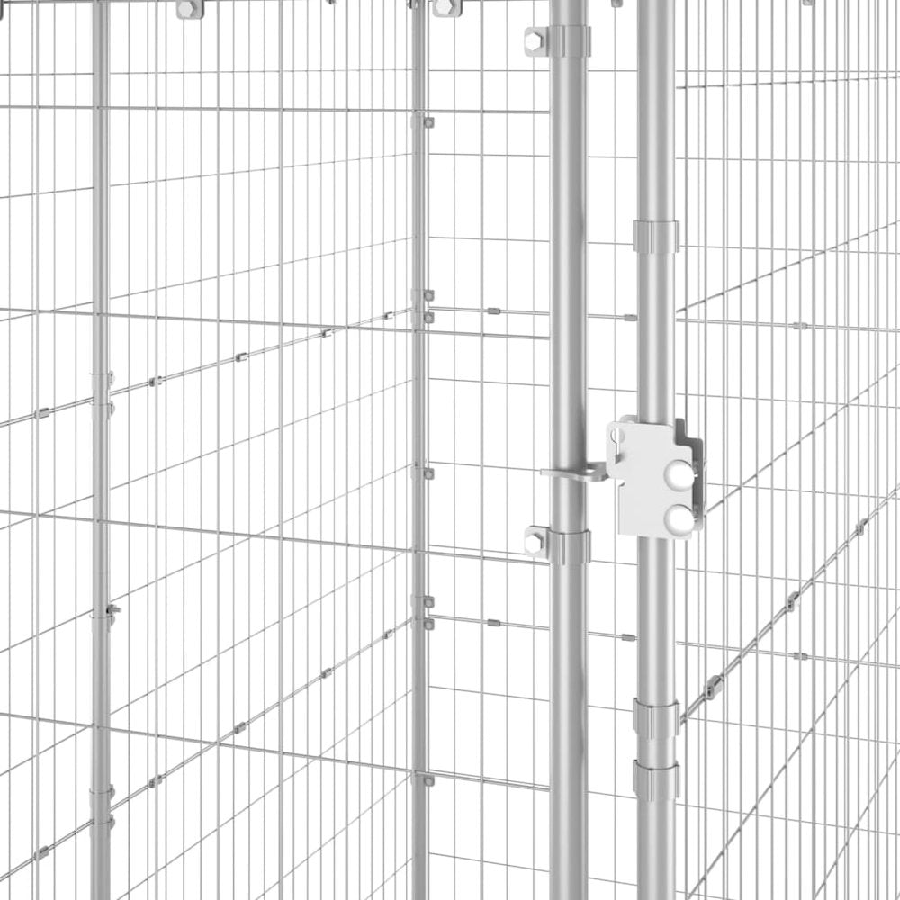 Dog Kennel Silver Galvanized Steel, Pe Large Locks