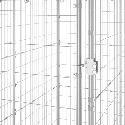 Dog Kennel Silver Galvanized Steel, Pe Large Locks