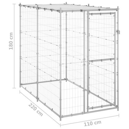 Dog Kennel Silver Galvanized Steel, Pe Large Locks