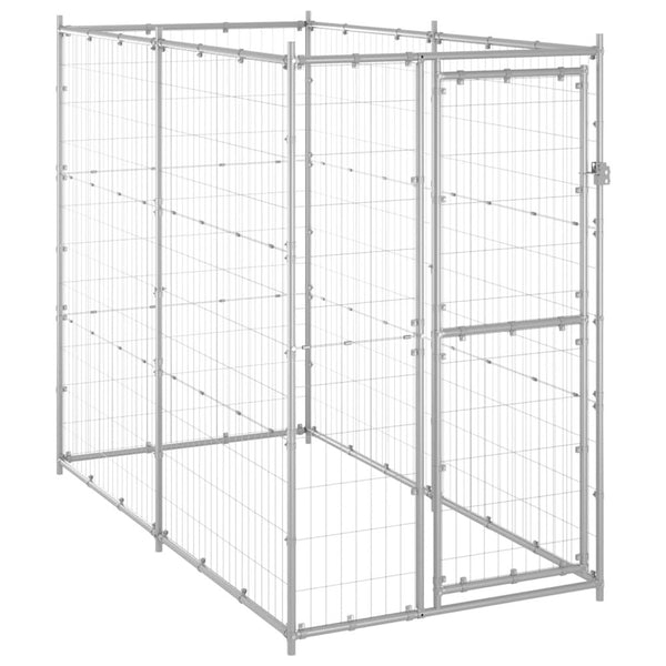 Dog Kennel Silver Galvanized Steel