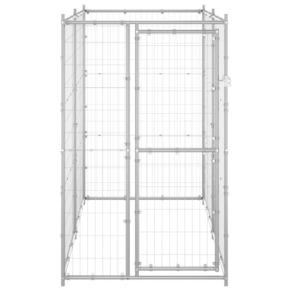 Dog Kennel Silver Galvanized Steel