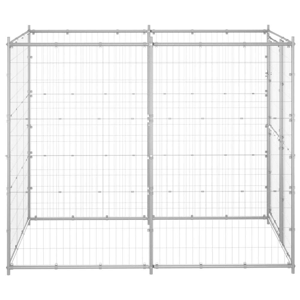 Dog Kennel Silver Galvanized Steel