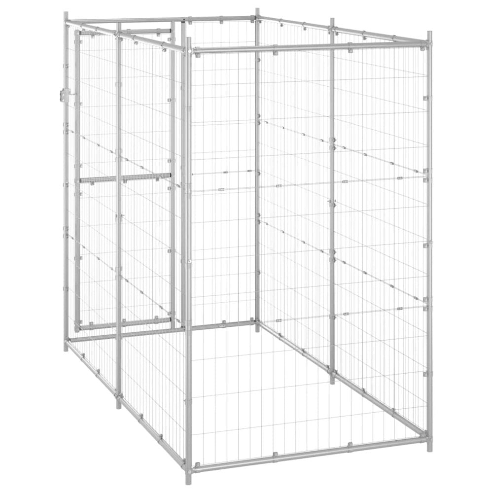 Dog Kennel Silver Galvanized Steel