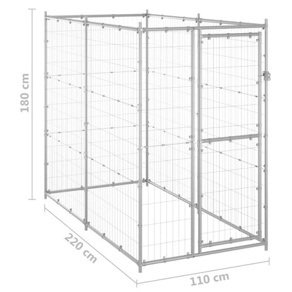 Dog Kennel Silver Galvanized Steel