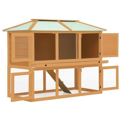 Animal Cage Brown Fir Wood Large Rectangular