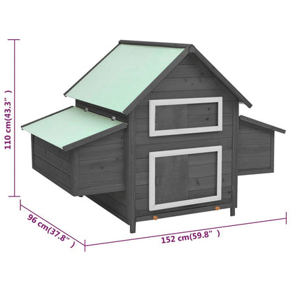 Chicken Coop Grey and White Solid Firwood 59.1x37.8x43.3 in