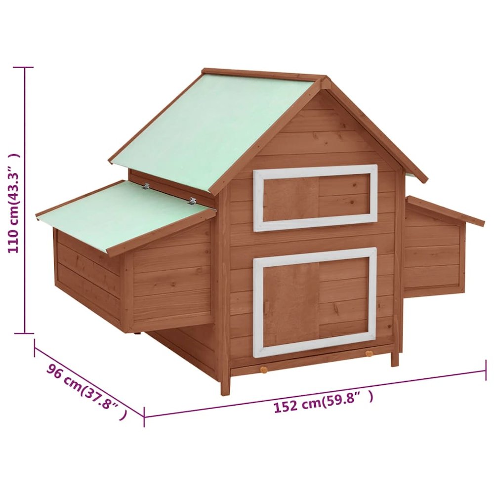 Chicken Coop Mocha and White Solid Firwood and MDF roof