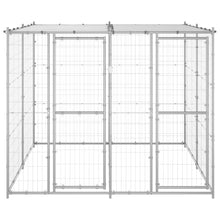 Dog Kennel Silver Galvanized Steel Durable