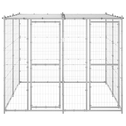 Dog Kennel Silver Galvanized Steel Durable