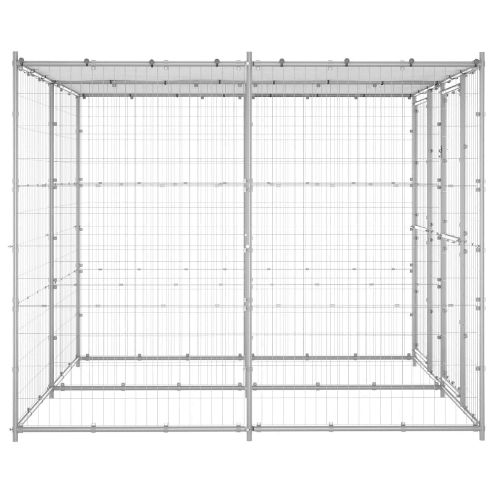 Dog Kennel Silver Galvanized Steel Durable
