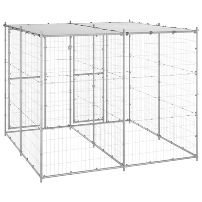 Dog Kennel Silver Galvanized Steel Durable