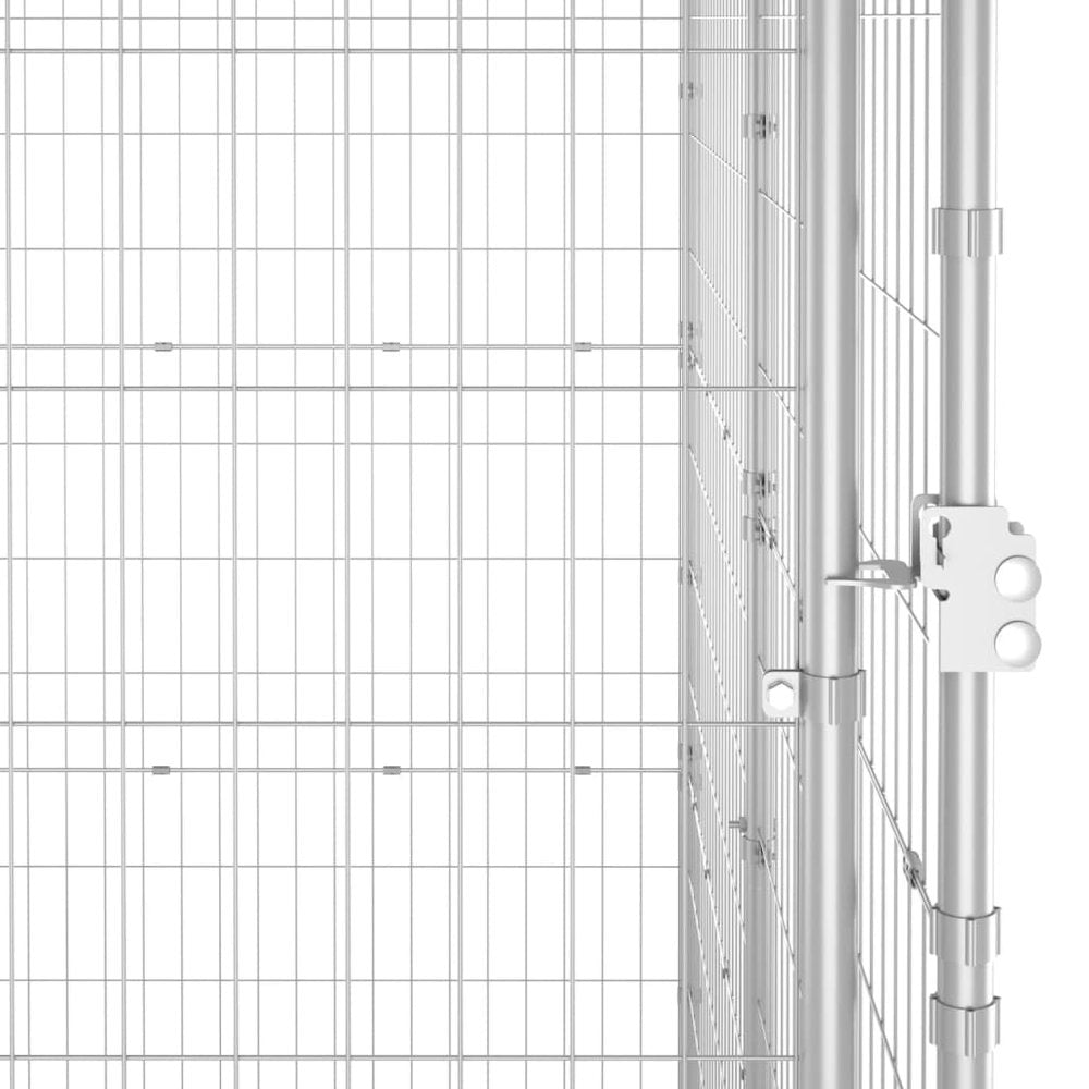 Dog Kennel Silver Galvanized Steel Durable