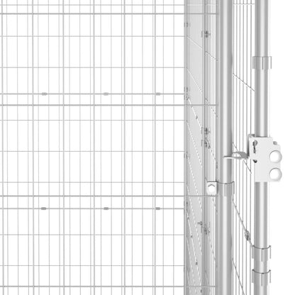 Dog Kennel Silver Galvanized Steel Durable