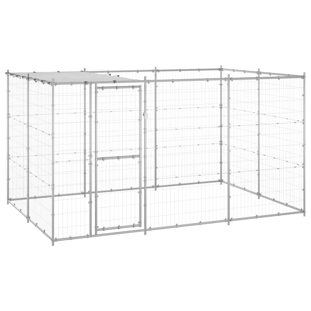 Dog Kennel Silver Galvanized Steel 78.1 ft² Tough