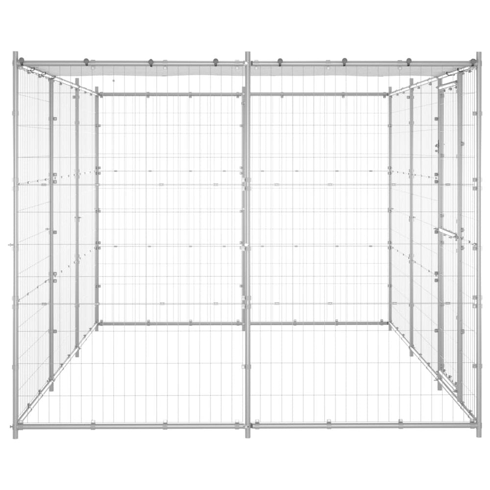 Dog Kennel Silver Galvanized Steel 78.1 ft² Tough