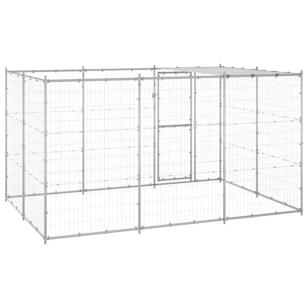 Dog Kennel Silver Galvanized Steel 78.1 ft² Tough