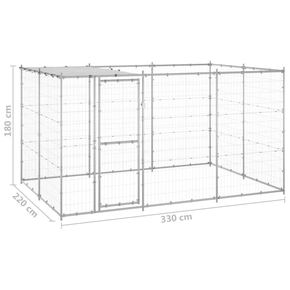 Dog Kennel Silver Galvanized Steel 78.1 ft² Tough