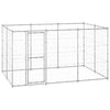 Dog Kennel Silver Galvanized Steel Large Durable 86.6W x 129.9D x 70.9H