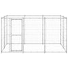 Dog Kennel Silver Galvanized Steel Large Durable 86.6W x 129.9D x 70.9H
