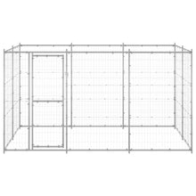 Dog Kennel Silver Galvanized Steel Large Durable 86.6W x 129.9D x 70.9H