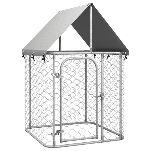 Dog Kennel Silver Galvanized Steel Large Durable 39.4W x 39.4D x 59.1H