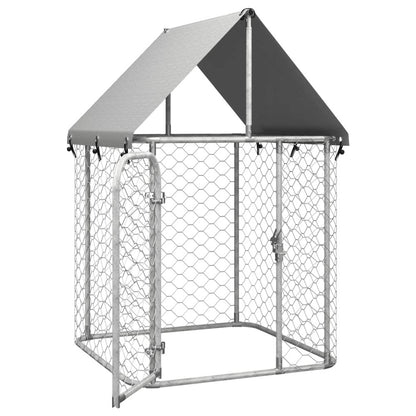 Dog Kennel Silver Galvanized Steel Large Durable 39.4W x 39.4D x 59.1H
