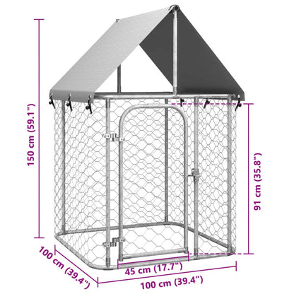 Dog Kennel Silver Galvanized Steel Large Durable 39.4W x 39.4D x 59.1H