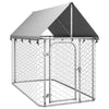Dog Kennel Silver Galvanized Steel, Polyethylene