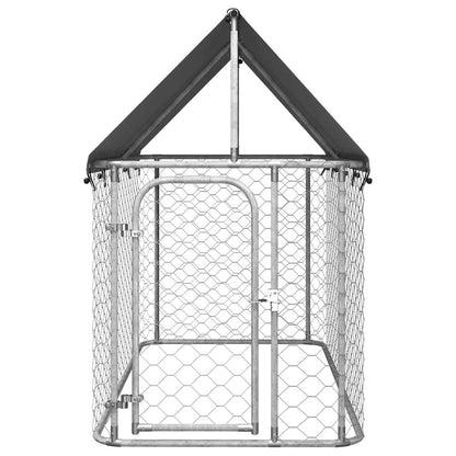 Dog Kennel Silver Galvanized Steel, Polyethylene