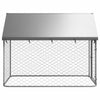Dog Kennel Silver Galvanized Steel, Polyethylene