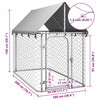 Dog Kennel Silver Galvanized Steel, Polyethylene