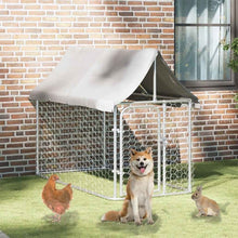 Dog Kennel Silver Galvanized Steel, Polyethylene