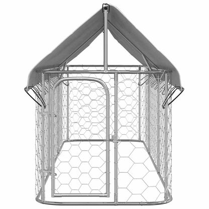 Dog Kennel Silver Galvanized Steel, 100% Polyethylene Large