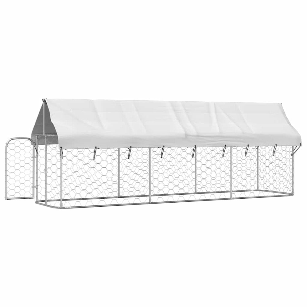 Dog Kennel Silver Galvanized Steel, 100% Polyethylene Large