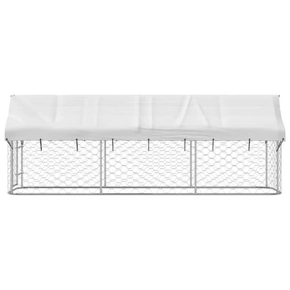 Dog Kennel Silver Galvanized Steel, 100% Polyethylene Large