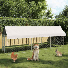 Dog Kennel Silver Galvanized Steel, 100% Polyethylene Large